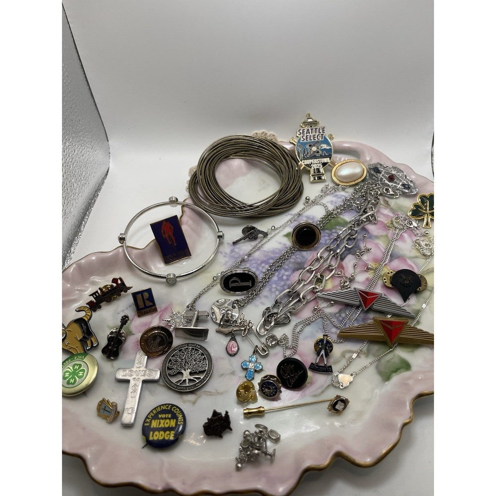 Mixed Lot Costume Jewelry, Necklaces, Pins, Bracelets, Cuffs And Earrings